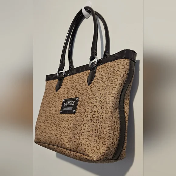 Guess Brown Signature Shoulder Tote Bag - Picture 5 of 15